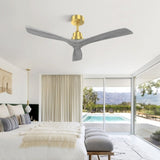 52 Inch Indoor Ceiling Fan Without Light 3 Solid Wood Blades Remote Control Reversible DC Motor W882P186028