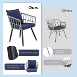 5 Piece Patio Bistro Set with Ottoman, Outdoor Wicker Apartment Balcony Furniture Sets, Rattan Table T2712P305914