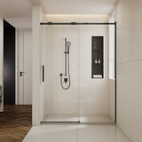56-60"W x74"H Semi-Frame Single Sliding Shower Door,304 Stainless Steelin Matted black finish,5/16" W2965P277288