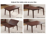 Foldable Extendable Dining Table, Solid Rubber Wood Kitchen Table with Drop Leaf, Mid-Century W3101P577357