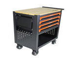 4 DRAWERS MULTIFUNCTIONAL TOOL CART WITH WHEELS AND WOODEN TOP-ORANGE W1102111186