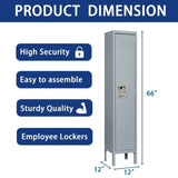 ZUN 1 Door 66"H Metal Lockers With Lock for Employees,Storage Locker Cabinet for Home Gym Office School 46808843