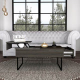 ZUN Westover Rectangle Lift Top Coffee Table Carbon Espresso and Onyx B06280167