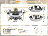 4 Pack Round Chafing Dish Buffet Set,Stainless Steel 4.76QT Round Buffet Servers and Warmers, Thick 57843550