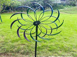 Rainbow Windmill Iron Windmill Double layer Windmill Leaves Lawn Windmill Courtyard Sculpture Art 39411992