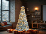 6 FT Snow Flocked Pre-lit Artificial Pop Up Christmas Tree with 100 Warm Lights and Golden Ornaments 77360414