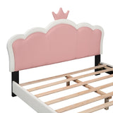 Full size Upholstered Princess Bed With Crown Headboard,Full Size Platform Bed with Headboard and N733P180808K