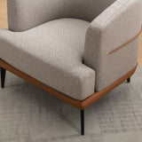 Modern Two-tone Barrel Fabric Chair, Upholstered Round Armchair for Living Room Bedroom Reading 79975814