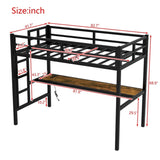 ZUN Metal Twin XL Size Loft Bed with Power Outlet and LED Lighted, Space-Saving, Noise Reduced, Black W1307P192840