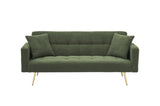 71.7 - inch Green Teddy Fleece Sofa Bed, accompanied by two charming throw pillows W3356P298510