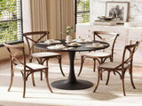 Round Tulip Dining Table, 39.4 Inch Dining Table for 4 People, Melamine Laminated MDF Tabletop with 80710227