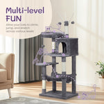 ZUN 57 inch Cat Tree Cat Tower for Indoor Cats, Cat House with Padded Platform Bed, Toy Balls, Large 81517350