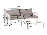 3 Piece Patio Conversation Sets, Modern Outdoor Patio Sectional Furniture Set with Square Coffee N780P199459W