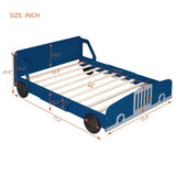 Full Size Car-Shaped Platform Bed with Wheels,Blue WF311753AAC