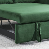 55" Modern Convertible Sofa Bed with 2 Detachable Arm Pockets, Velvet Loveseat Sofa with Pull Out W119363993