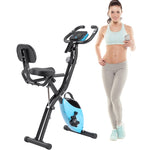 ZUN Folding Exercise Bike, Fitness Upright and Recumbent X-Bike with 10-Level Adjustable Resistance, Arm 17723494