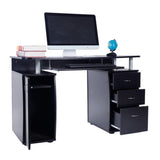 ZUN 15mm MDF Portable 1pc Door with 3pcs Drawers Computer Desk Black 08402770