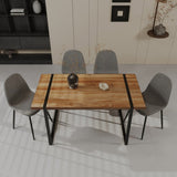 59" MDF natural wood table and modern chair set of 4 pieces, medieval wooden kitchen 41980311