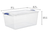 Large Latching Storage Bin, 66 Quart Clear Plastic Storage Container with Clear Lid, Blue Latch, 6 47148597