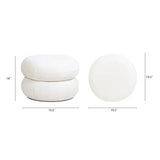 ZUN Nest 19.5" Low Round Upholstered Ottoman, Almond White Chenille B2719P269261