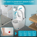 ZUN Smart Toilet with Bidet Built in, Auto Open & Close, Elongated Heated seat, Foot Sensor Flush, LED W1243P203356