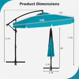 10 Feet Patio Cantilever Umbrella - Turquoise 04054483