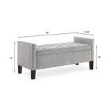 Upholstered Tufted Button Storage Bench with nails trim,Entryway Living Room Soft Padded Seat with W2186139087