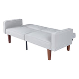Modern Cotton Fabric Futon Sofa with Tufted Backrest, Adjustable Reclining Couch with Wood & Metal 56033481