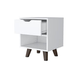 ZUN Carthage Nightstand with 1-Drawer, 1-Open Storage Shelf and Wooden Legs B128P148683