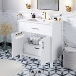 ZUN 30-Inch Bathroom Vanity with Ceramic Sink and Ample Storage - The Perfect Choice for Small Bathrooms WF530809AAK