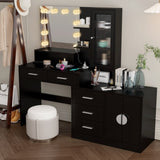 ZUN Large Makeup Vanity with Lights, Vanity Table with Charging Station, Vanity Desk with Mirror and 10 34862814