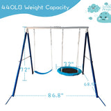 ZUN Kids Metal Swing Set for Backyard Outdoor Playground Two Functional Swing Set For Kids Outdoor W1262P168481