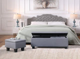 Large Storage Ottoman Bench Set, 3 in 1 Combination Ottoman, Tufted Ottoman Linen Bench for W142063971