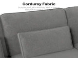 Khaki Chenille Deep Seat 2-Seater Sofa with Brushed Stainless Steel Cup Holders and 2 Decorative 46937575