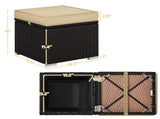 Wicker Patio Storage Ottomans with Cushions, Set of 2, Brown/Khaki 74245559