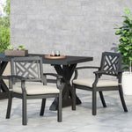 ZUN Outdoor Dining Chairs, Light Beige + Antique Matte Black 68182.00BLK