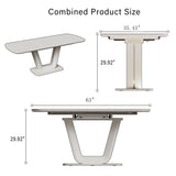 62.99-78.74" grey white dining table, MDF kitchen dining table, and modern industrial style 98437777