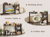 Oak Desktop Bookshelf for 27''/68.58cm Monitor, 93.9825.4073.66cm Engineered Wood Desk Hutch with 33957897