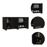 ZUN 120 Wall Cabinet, Four Doors, Two Cabinets, Two Shelves -Black B20091817