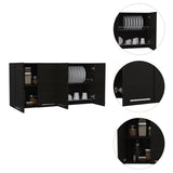 ZUN 120 Wall Cabinet, Four Doors, Two Cabinets, Two Shelves -Black B20091817