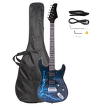 ZUN Lightning Style Electric Guitar with Power Cord/Strap/Bag/Plectrums Black & Dark Blue 86515005