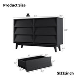 ZUN 6 Drawer Double Dresser Features Vintage-style and Bevel Design 09136501