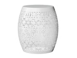 9.4" Steel Patio End Table, Round Hollow Drum Side Table, Accent Table for Indoor and Outdoor, White 56990579