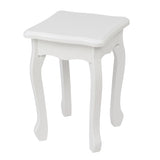 Children's Wooden Dressing Table Three-Sided Folding Mirror Dressing Table Chair Single Drawer White 07586825