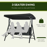 3-Seat Patio Swing Chair, Porch Swing Glider with Cushion, 3 Throw Pillows & Adjustable Canopy for W2225142468
