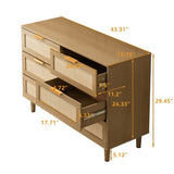 ZUN 6 drawers Rattan dresser Rattan Drawer, Bedroom,Living Room W75763040