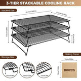 3-Tier Stackable Wire Cooling Rack Set Non-stick, ideal for cooling cookies, pizza, cakes, baking 25443818