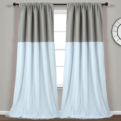 ZUN 2 Panels Blackout Tulle Skirt Window Curtains for Bedroom 52''X84'' 11958648