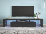 Modern Black TV Stand, 20 Colors LED TV Stand w/Remote Control Lights W33131067