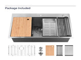 Stainless Steel Kitchen Sink, 33x22 Single Bowl, Overmount Handmade Sink in Brushed, with Cutting 58856153